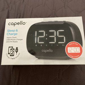 Capello Sleep and Charge Alarm Clock with Dual USB Charging NWT